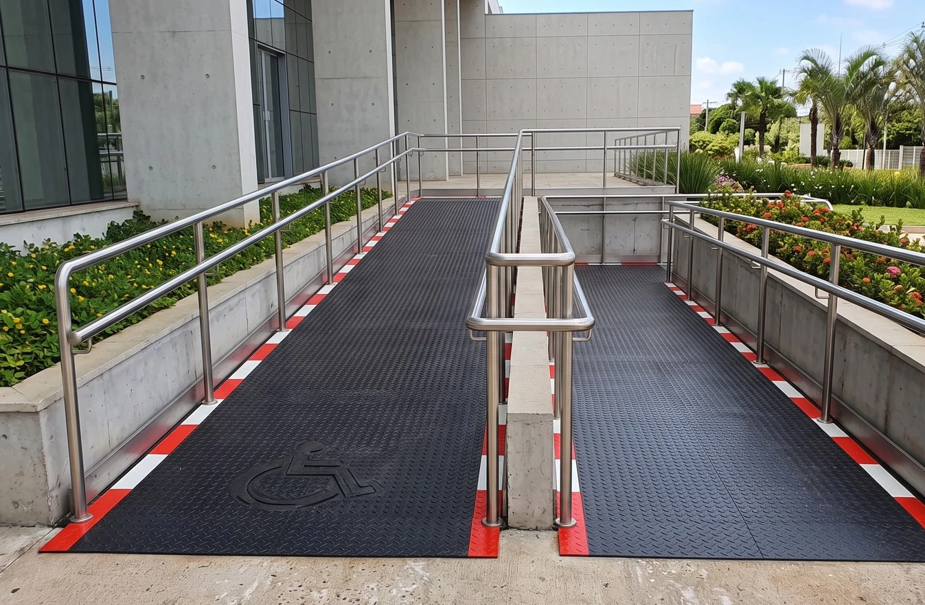 Piso de borracha antiderrapante para rampa